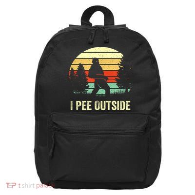 Retro Bigfoot Yeti Silhouette I Pee Outside Sasquatch 16 in Basic Backpack