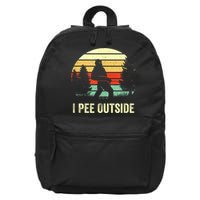 Retro Bigfoot Yeti Silhouette I Pee Outside Sasquatch 16 in Basic Backpack