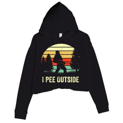 Retro Bigfoot Yeti Silhouette I Pee Outside Sasquatch Crop Fleece Hoodie
