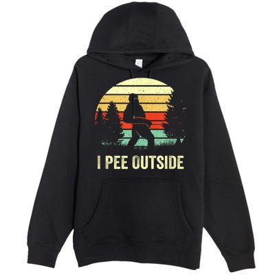 Retro Bigfoot Yeti Silhouette I Pee Outside Sasquatch Premium Pullover Hoodie
