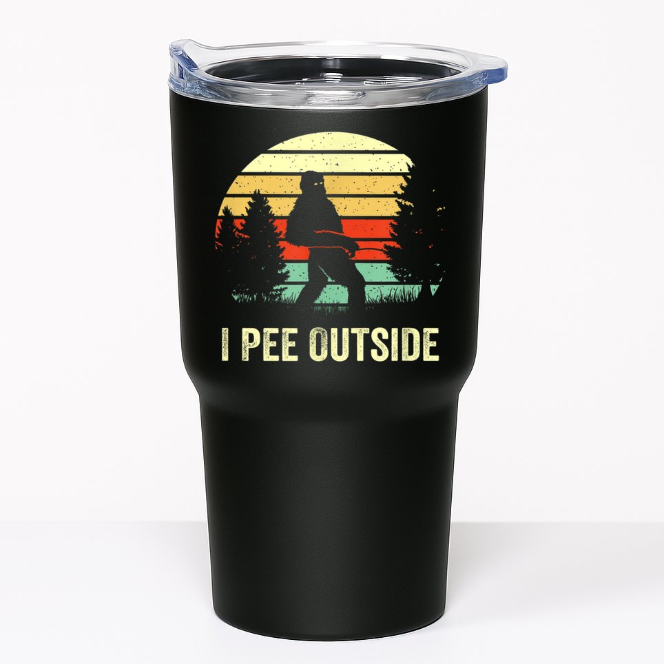 Retro Bigfoot Yeti Silhouette I Pee Outside Sasquatch Tumbler