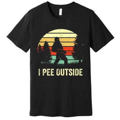 Retro Bigfoot Yeti Silhouette I Pee Outside Sasquatch Premium T-Shirt