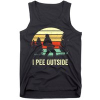Retro Bigfoot Yeti Silhouette I Pee Outside Sasquatch Tank Top