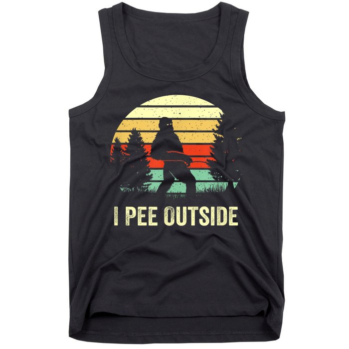 Retro Bigfoot Yeti Silhouette I Pee Outside Sasquatch Tank Top