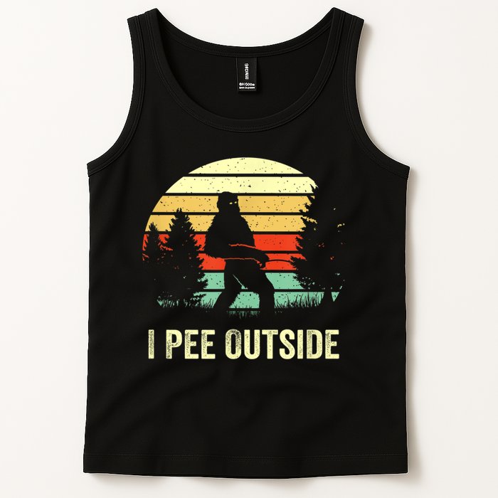 Retro Bigfoot Yeti Silhouette I Pee Outside Sasquatch Tank Top