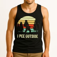 Retro Bigfoot Yeti Silhouette I Pee Outside Sasquatch Tank Top