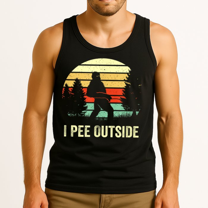 Retro Bigfoot Yeti Silhouette I Pee Outside Sasquatch Tank Top