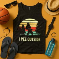 Retro Bigfoot Yeti Silhouette I Pee Outside Sasquatch Tank Top