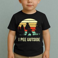 Retro Bigfoot Yeti Silhouette I Pee Outside Sasquatch Toddler T-Shirt