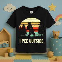 Retro Bigfoot Yeti Silhouette I Pee Outside Sasquatch Toddler T-Shirt