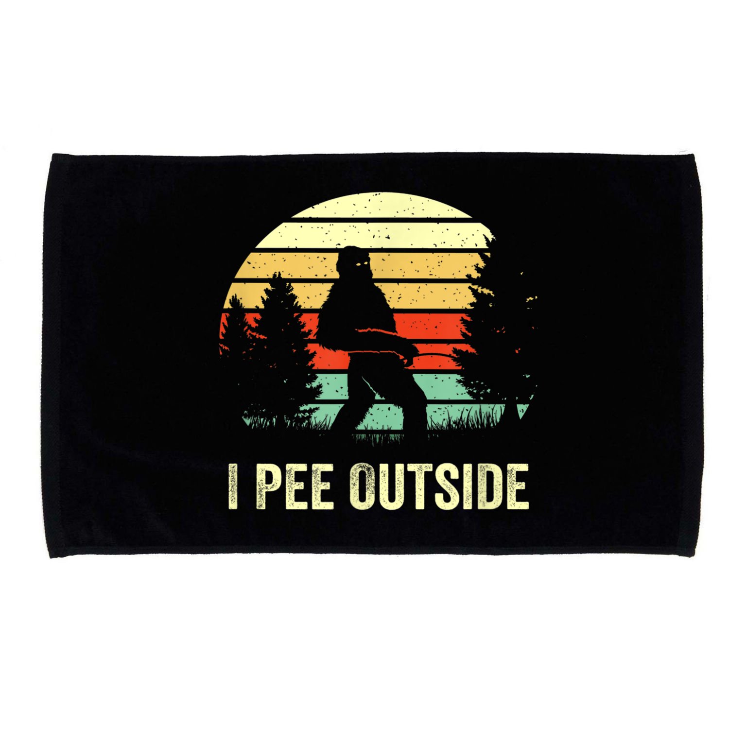 Retro Bigfoot Yeti Silhouette I Pee Outside Sasquatch Microfiber Hand Towel