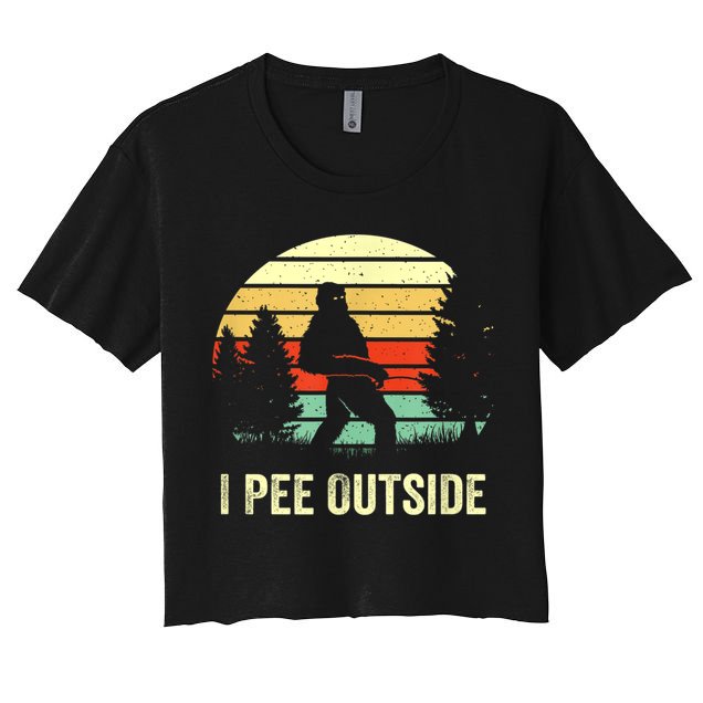 Retro Bigfoot Yeti Silhouette I Pee Outside Sasquatch Crop Top