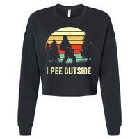 Retro Bigfoot Yeti Silhouette I Pee Outside Sasquatch Cropped Pullover Crew