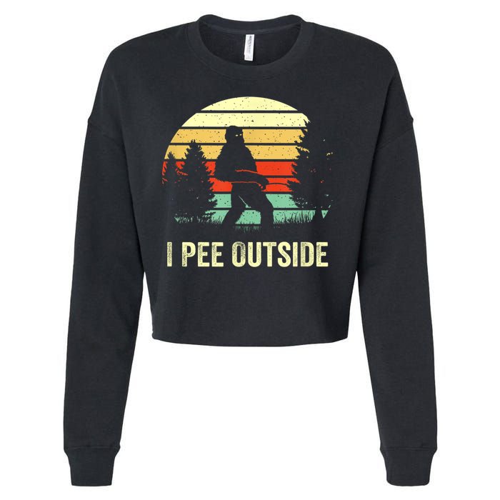 Retro Bigfoot Yeti Silhouette I Pee Outside Sasquatch Cropped Pullover Crew