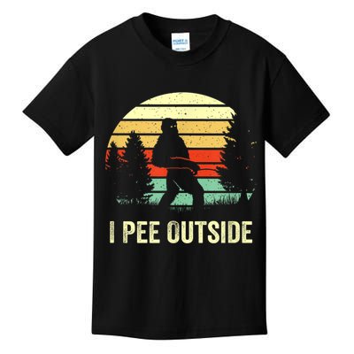 Retro Bigfoot Yeti Silhouette I Pee Outside Sasquatch Kids T-Shirt