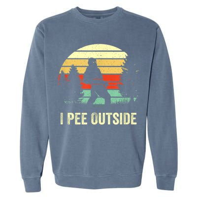 Retro Bigfoot Yeti Silhouette I Pee Outside Sasquatch Garment-Dyed Sweatshirt