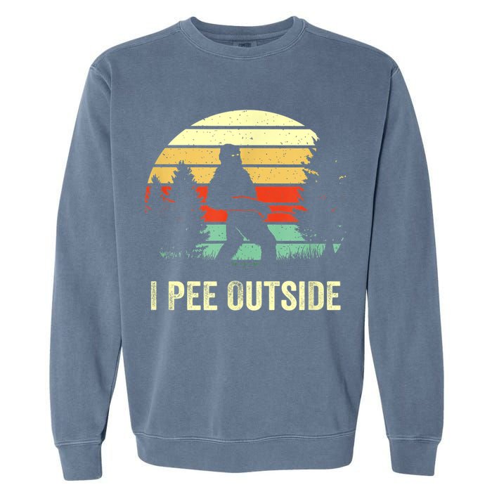 Retro Bigfoot Yeti Silhouette I Pee Outside Sasquatch Garment-Dyed Sweatshirt
