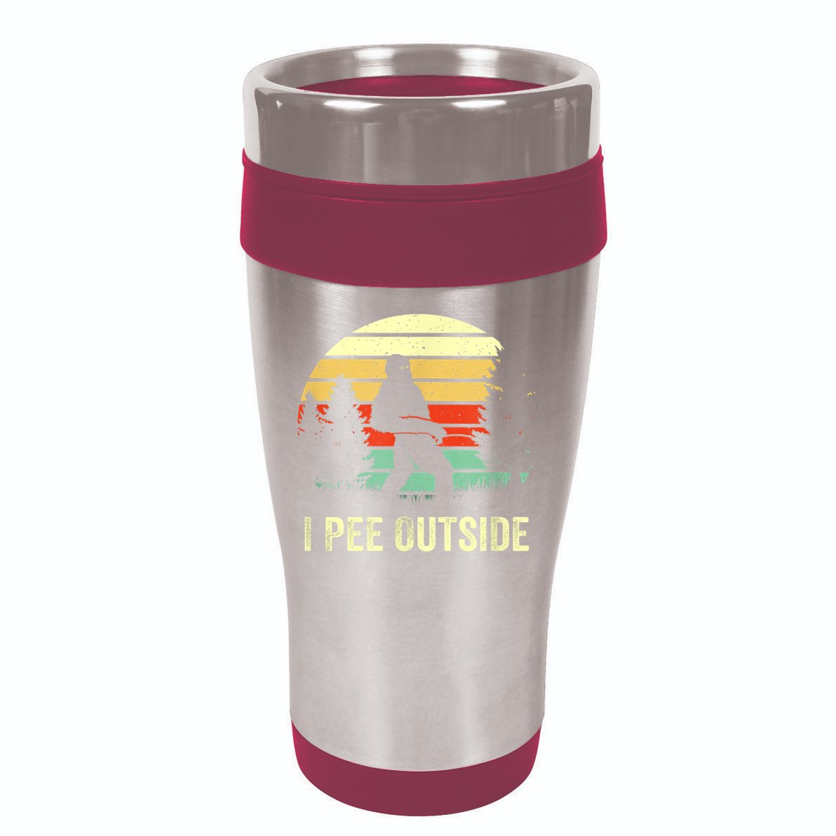 Retro Bigfoot Yeti Silhouette I Pee Outside Sasquatch 16oz Travel Tumbler