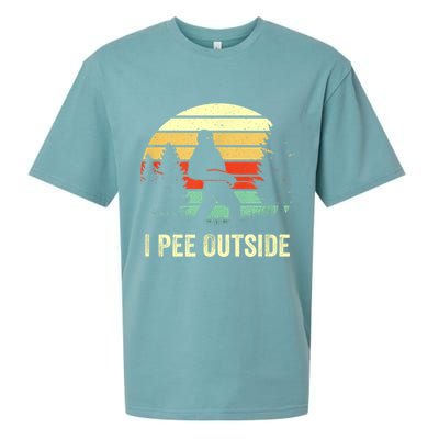 Retro Bigfoot Yeti Silhouette I Pee Outside Sasquatch Sueded Cloud Jersey T-Shirt