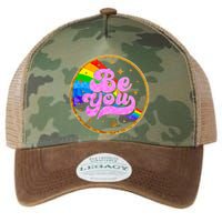 Retro Be You Rainbow Emblem Legacy Tie Dye Trucker Hat