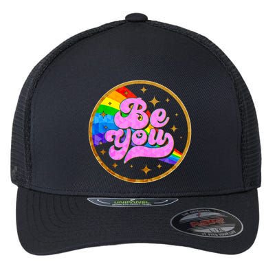 Retro Be You Rainbow Emblem Flexfit Unipanel Trucker Cap