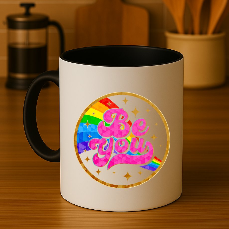 Retro Be You Rainbow Emblem Mug