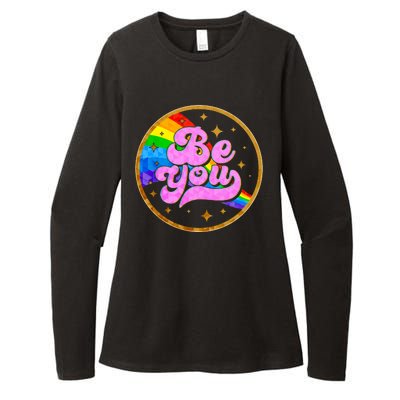 Retro Be You Rainbow Emblem Womens CVC Long Sleeve Shirt