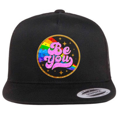 Retro Be You Rainbow Emblem Flatbill Hat