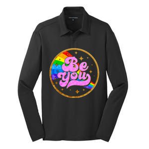 Retro Be You Rainbow Emblem Silk Touch Performance Long Sleeve Polo