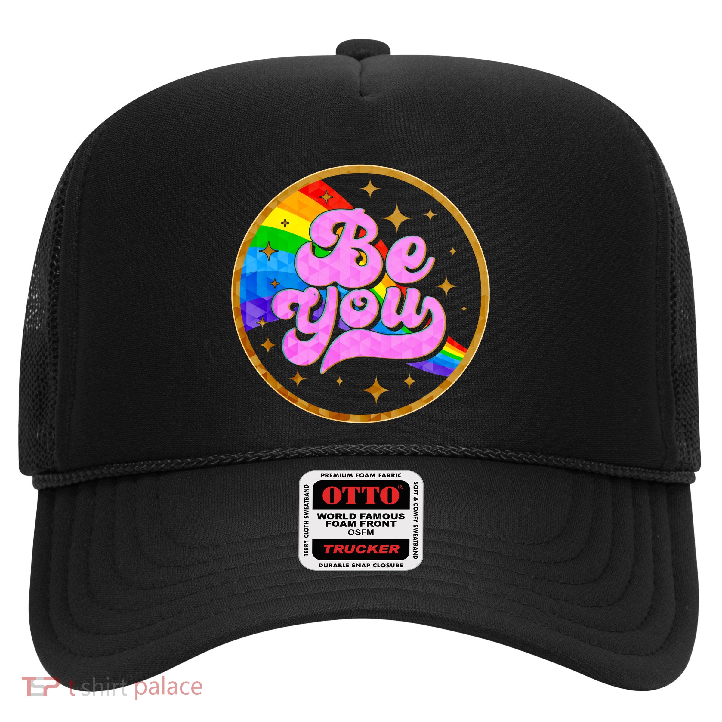 Retro Be You Rainbow Emblem Trucker Hat