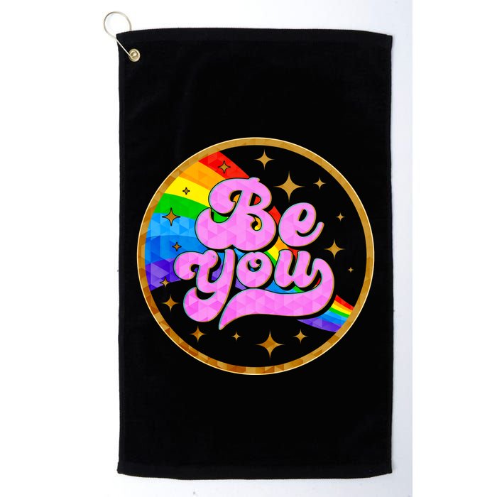 Retro Be You Rainbow Emblem Golf Towel