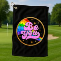 Retro Be You Rainbow Emblem Golf Towel