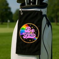 Retro Be You Rainbow Emblem Golf Towel
