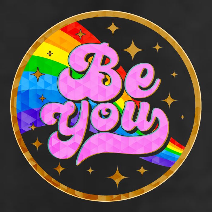 Retro Be You Rainbow Emblem Golf Towel