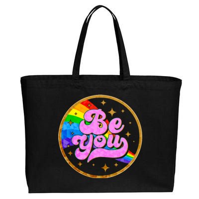 Retro Be You Rainbow Emblem Cotton Canvas Jumbo Tote