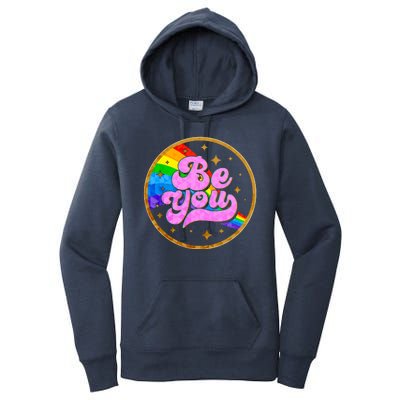 Retro Be You Rainbow Emblem Women's Pullover Hoodie