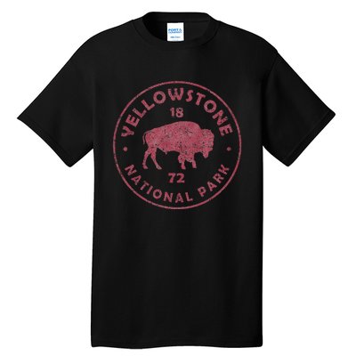 Retro Bison Yellowstone National Park 1872 Hiking Souvenir Tall T-Shirt