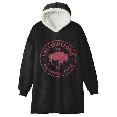 Retro Bison Yellowstone National Park 1872 Hiking Souvenir Hooded Wearable Blanket
