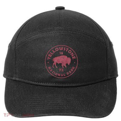 Retro Bison Yellowstone National Park 1872 Hiking Souvenir 7-Panel Snapback Hat