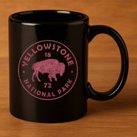 Retro Bison Yellowstone National Park 1872 Hiking Souvenir 11oz C Handle Ceramic Mug