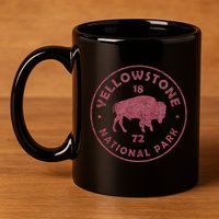 Retro Bison Yellowstone National Park 1872 Hiking Souvenir 11oz C Handle Ceramic Mug