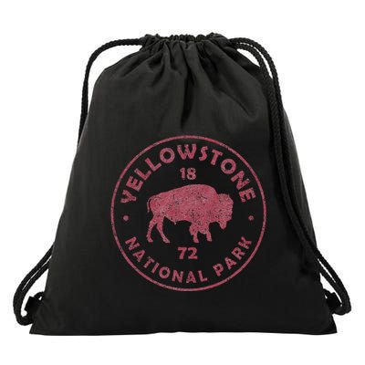 Retro Bison Yellowstone National Park 1872 Hiking Souvenir Drawstring Bag