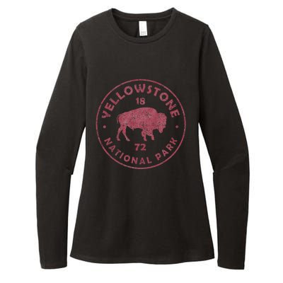 Retro Bison Yellowstone National Park 1872 Hiking Souvenir Womens CVC Long Sleeve Shirt