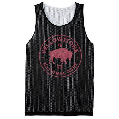 Retro Bison Yellowstone National Park 1872 Hiking Souvenir Mesh Reversible Basketball Jersey Tank