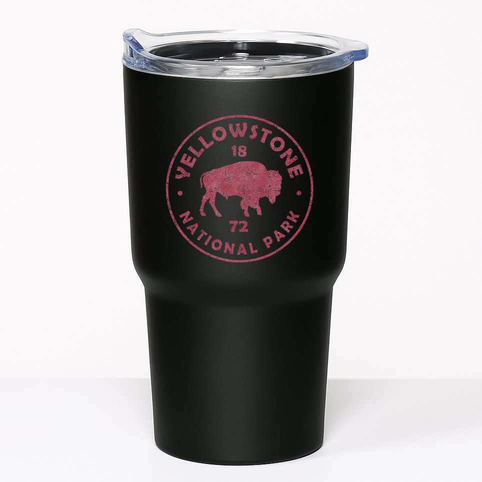 Retro Bison Yellowstone National Park 1872 Hiking Souvenir Tumbler