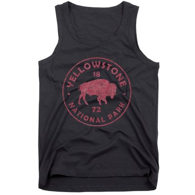 Retro Bison Yellowstone National Park 1872 Hiking Souvenir Tank Top