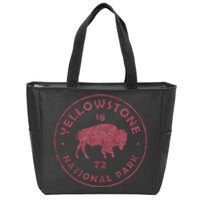 Retro Bison Yellowstone National Park 1872 Hiking Souvenir Zip Tote Bag