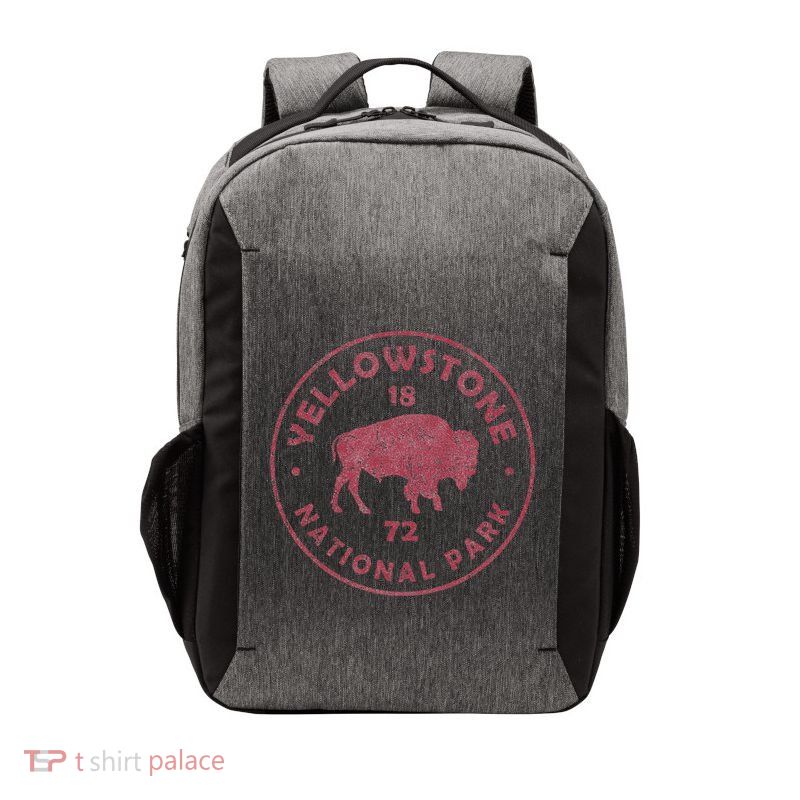 Retro Bison Yellowstone National Park 1872 Hiking Souvenir Vector Backpack