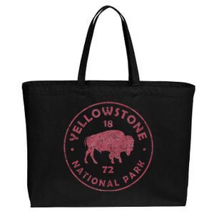 Retro Bison Yellowstone National Park 1872 Hiking Souvenir Cotton Canvas Jumbo Tote