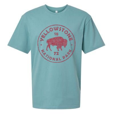 Retro Bison Yellowstone National Park 1872 Hiking Souvenir Sueded Cloud Jersey T-Shirt